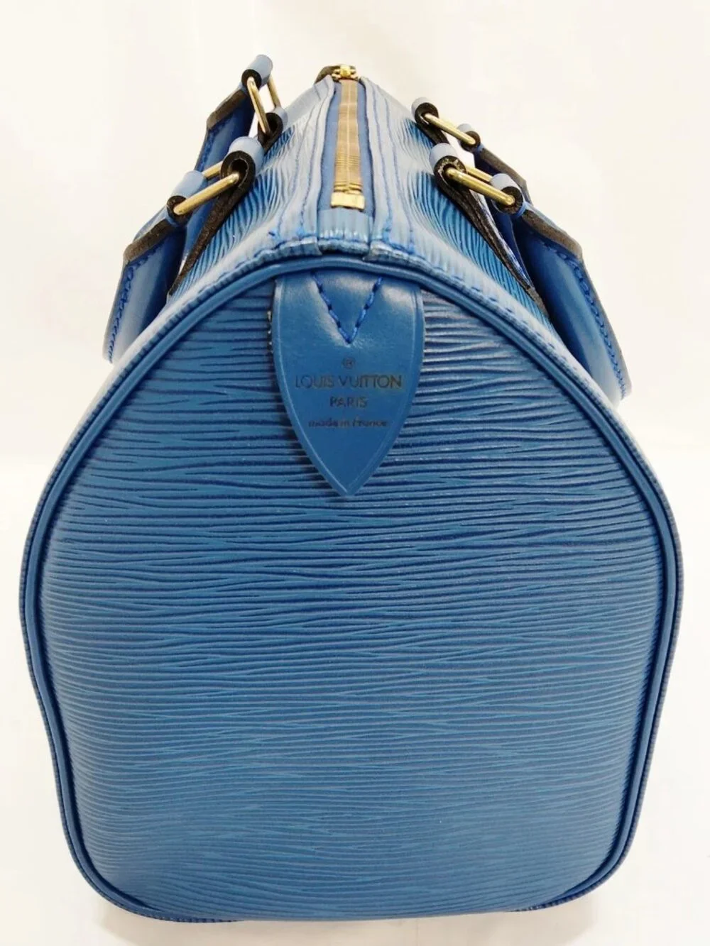 Authentic Louis Vuitton Speedy 25 Blue Epi Leather Handbag Satchel Bag